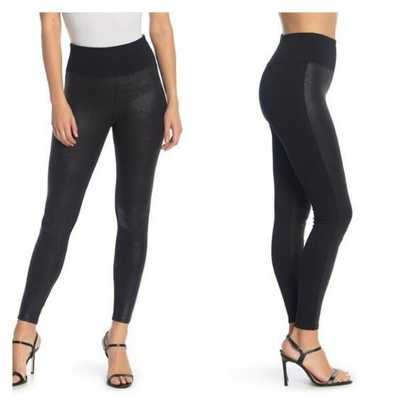 Assets by Spanx Black Faux Leather Front Panel Leggings Size Small - Picture 7 of 7